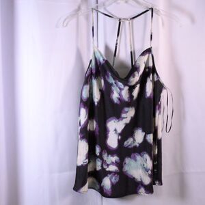 NWOT Anthropologie Pleione Womens XS Black Abstract Camisole Tank Top Satin